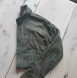 mens Long sleeve button olive drab army green